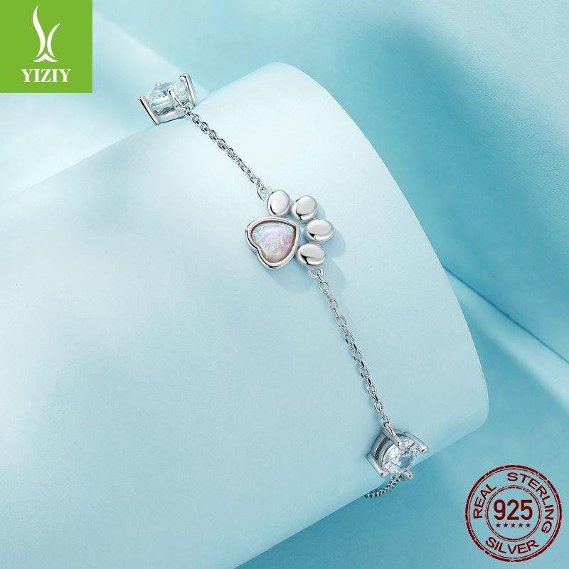 Инь Цзыюнь Изысканный опаловый браслет из серебра S925 с отпечатком кошачьей лапки - Нишевое роскошное ювелирное изделие в подарок