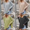V-neck Women's Clothing Sexy Pullover Fashion Knitwear Sweater Plus Size