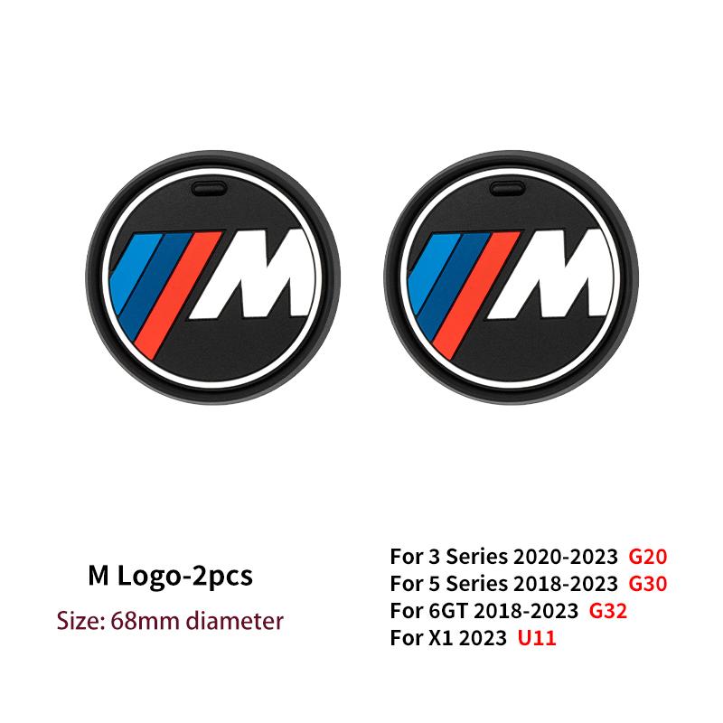LHNJF1 Car Sticker 2PCS Car Coasters For BMW 5 Series G30 F10 G32 G20 G05 G01 G02 F20 F30 Silicone Cup Holder Coaster Center Console Ac