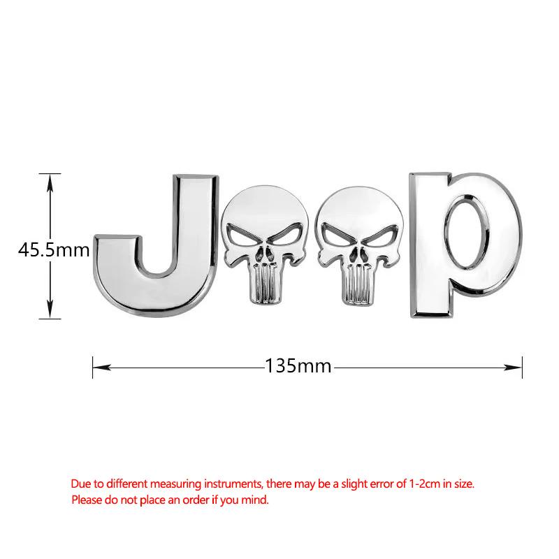 1Pcs 3D Metal Stickers Car Body Trunk Decal For Jeep Wrangler Grand Cherokee Avenger Wagoneer Compass Gladiator Patriot Renegade AMU1