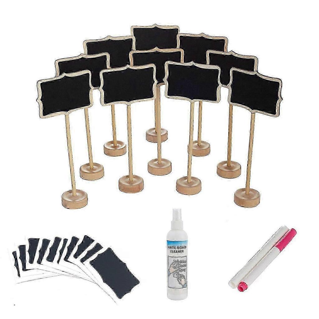 15Pcs Small Chalkboard Wooden Holder Signs Place Cards For Table Tags Signs fg2025031703144