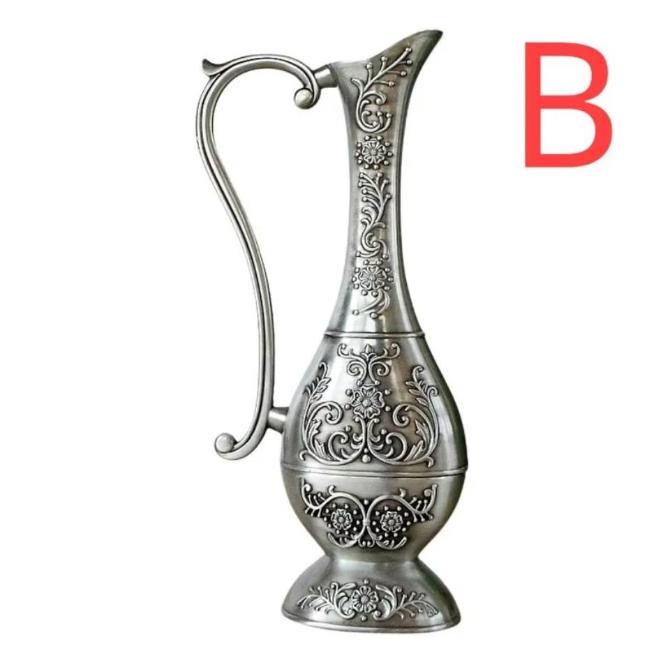 Европа Ретро Домашний Декор Металлическая Ваза Ретро Искусство Ремесло Свадебный Декор Настольное Украшение Ваза для Цветов Антикварная Классическая Домашняя Утварь