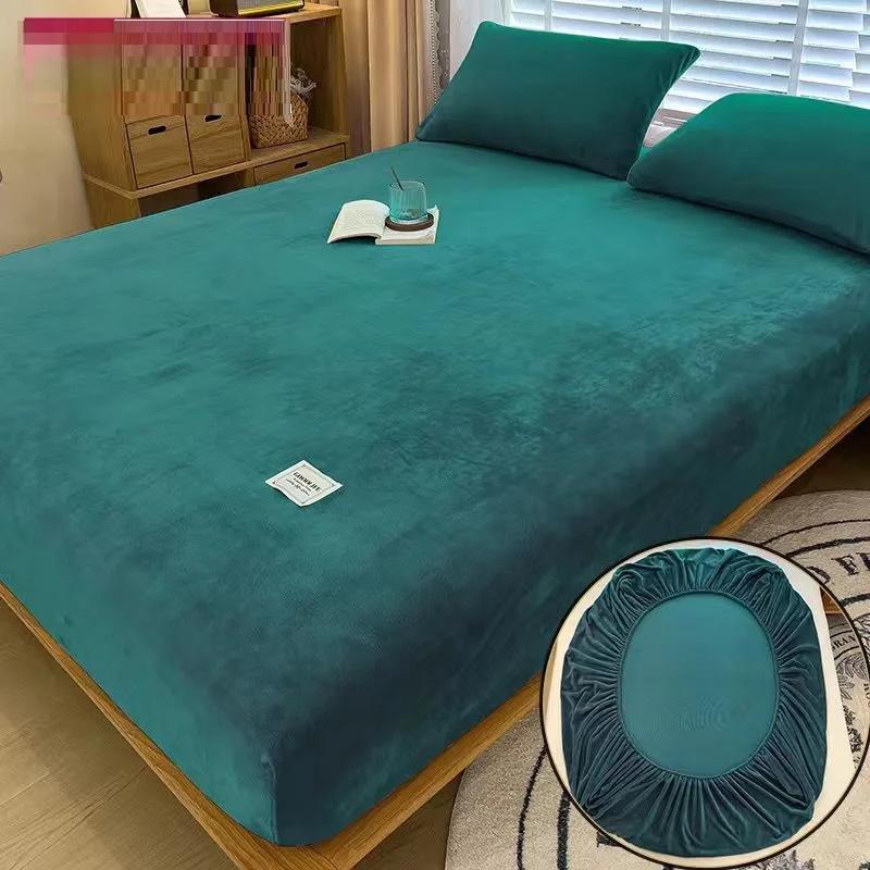 Простыня из молочного бархата, мягкая, теплая, наматрасник, эластичная, пушистая, осенне-зимняя, пара, роскошная, двуспальная кровать, постельное белье для дома
