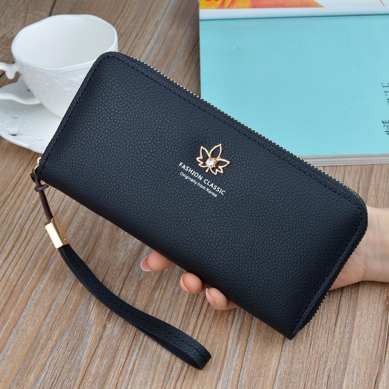 Women's Fashion Long Zipper Wallet - Large Capacity Clutch with Litchi Pattern and Mobile Phone Pocket