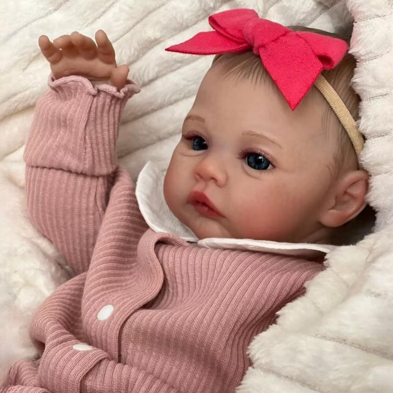 Cute 19 Inch Reborn Doll Meadow Wear Romper Soft Cloth Body Realistic Baby Doll Toys for Kids Above 3+ Years Old Truth Like Visible Veins Newborn Doll
