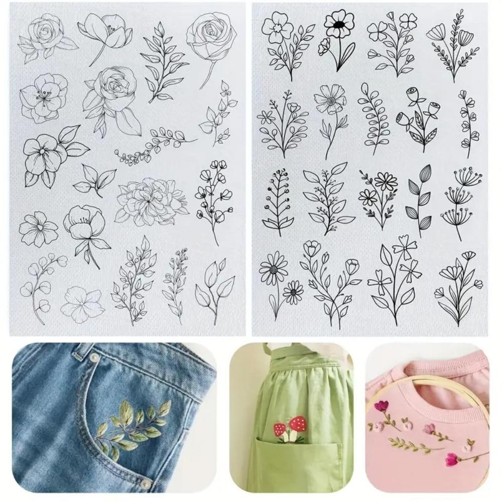 2 листа вышивки ручной работы водорастворимые узоры вышивки водорастворимый стабилизатор для начинающих