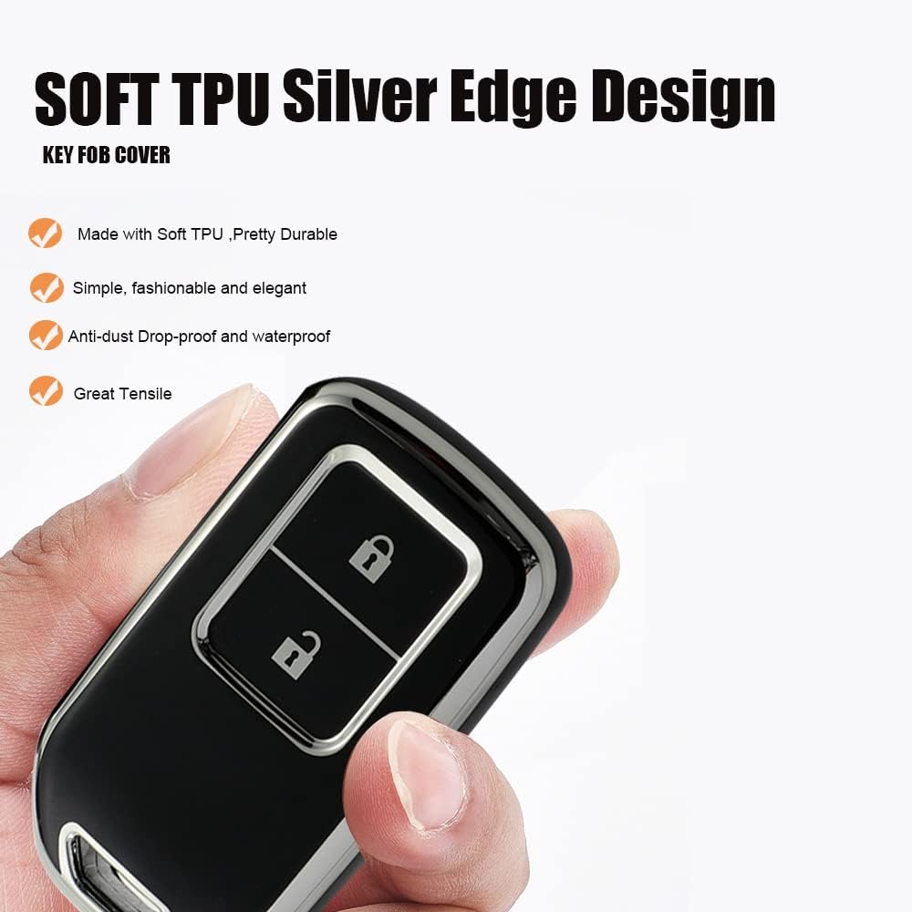 HIBEYO 2 Button Key Fob Cover for Honda CR-V HR-V Odyssey Vezel Crosstour Spirior Jade Crider Civic CRV Avancier URV Acura CDX ILX Accessories with