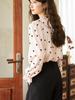 Mishow Женская блузка, новинка 2024 года, элегантная винтажная блузка во французском стиле в горошек с рюшами и длинными рукавами, с v-образным вырезом, офисные женские топы MXC45X1300
