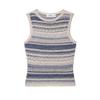Kaslead New Women clothes Western Style Fashion Stripe Texture Knitted Sleeveless Top 3991009