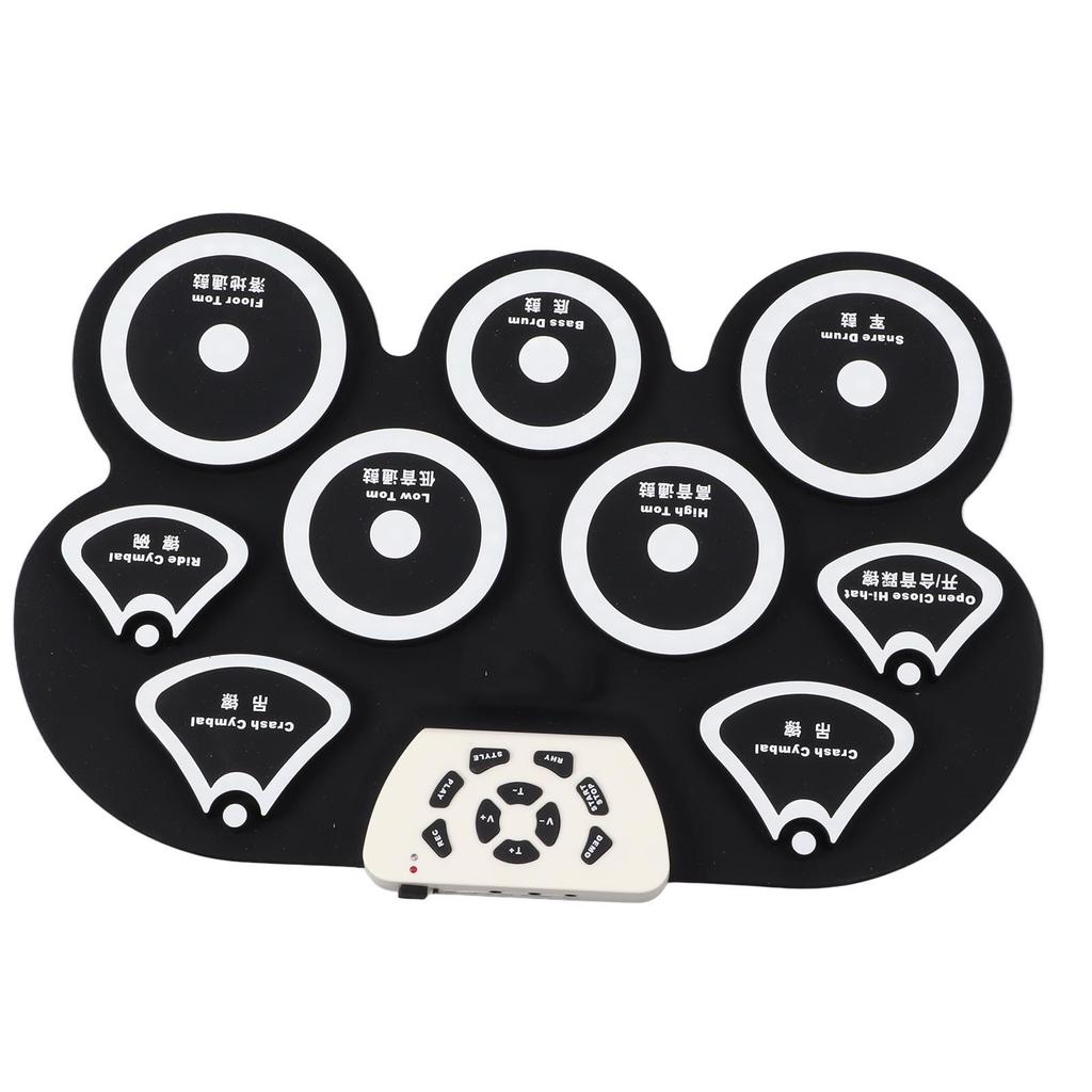 Детская электронная барабанная установка, водонепроницаемый мягкий силиконовый рулонный барабанный коврик с педалью