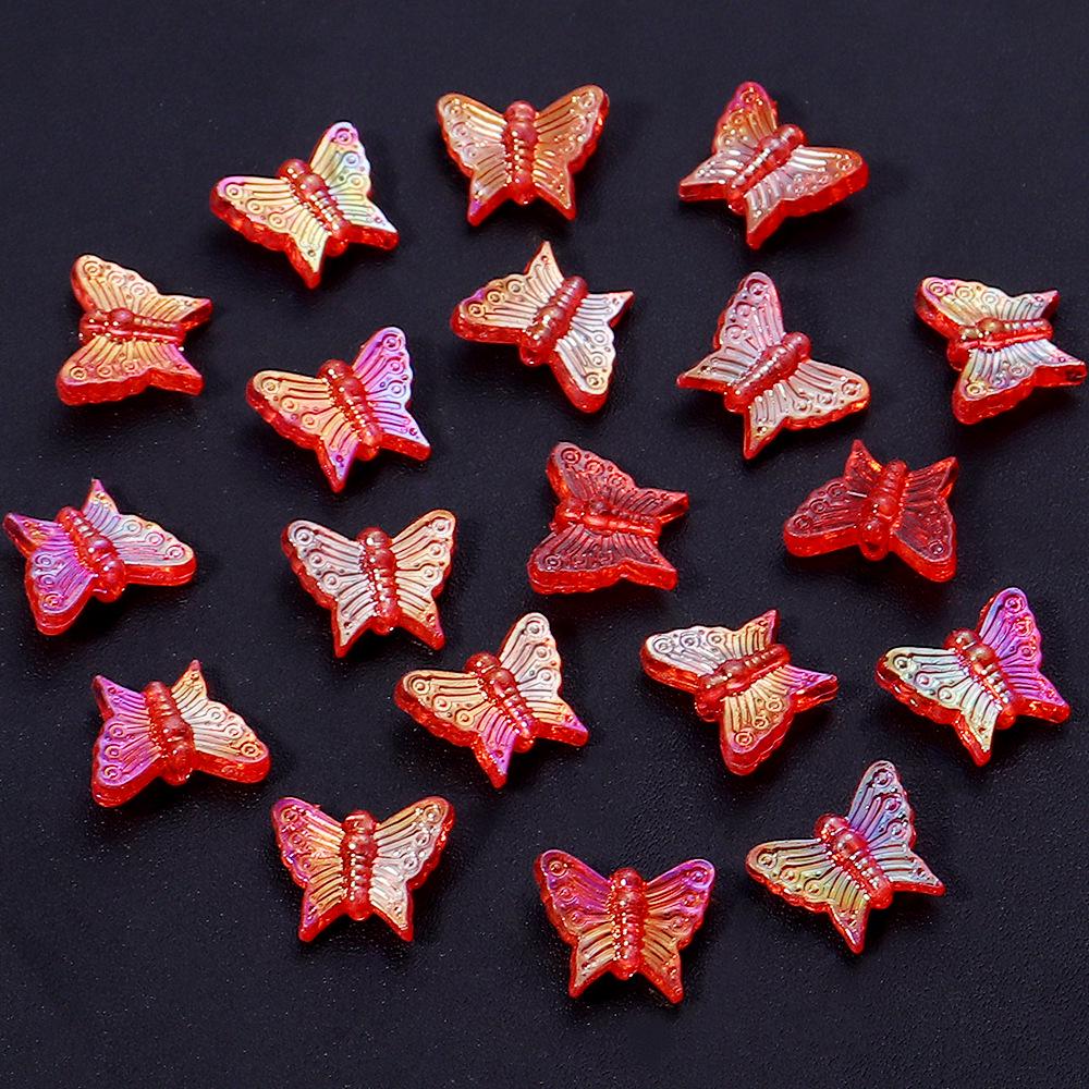 50-Pack Acrylic Colored Transparent Butterfly Beads for DIY Phone Chains