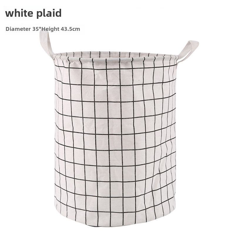 Круглая корзина из хлопка и льна для грязного белья, игрушек и всяких мелочей — складная и с решетчатым механизмом хранения.