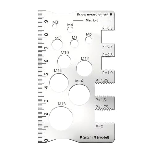 TVETE Screw Measuring Ruler, Bolt Thread Checker, Stainless Steel, Accurate Measurement, Pitch Caliper, Measuring Tool for Bolts, Nuts, and Screws, Co