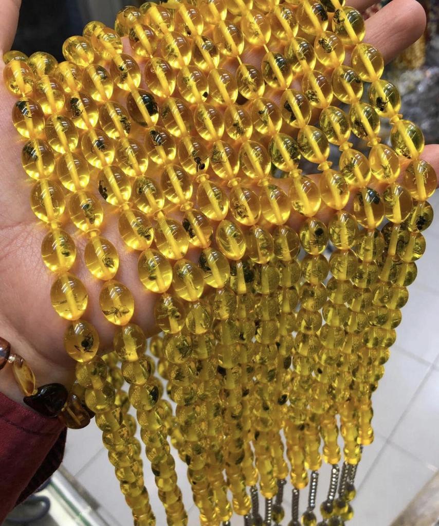 Глобус Cut Ant Fossil Dust Янтарные четки 33 бусины с серебряным покрытием Tasseled Tasbih Rosary Gift Jewelry Accessory Men