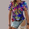 Fashion Women Colored Cheetah Print T Shirt Funny Casual O-neck Short Sleeves T-shirt Summer Female Tee Shirt