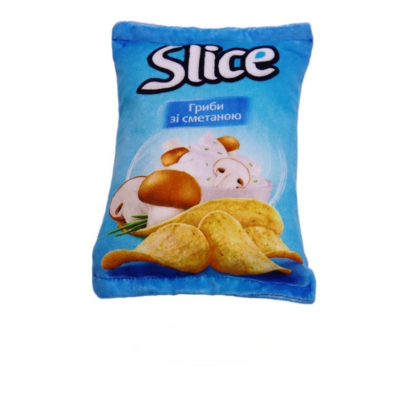 1pc Pet Chew Toy Novelty Plush Potato Chips Dogs Cats Interactive Squeaky Toy Plush Material Teething Play Toys for All Breeds