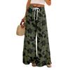 Women's Loose Casual Floral Print Wide Leg Pants With Elastic Waist Drawstring And Pocket Pants