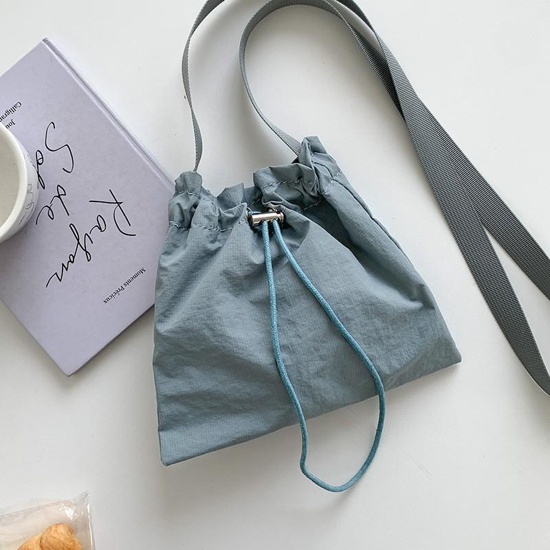 Korean Style Ins Personalized Casual Drawstring Nylon Cross-body Small Bag Women's All-matching Simple Lightweight Mini One-shoulder Cloth