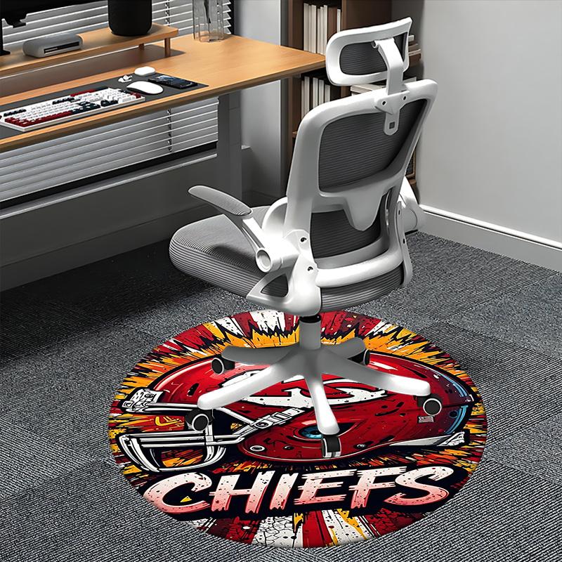 Kansas City Chiefs,Helmet Artwork Chair mat Round Rug-Office carpet, Machine Washable, Non-slip, Suitable for Living Rooms, Bedrooms, Entryw
