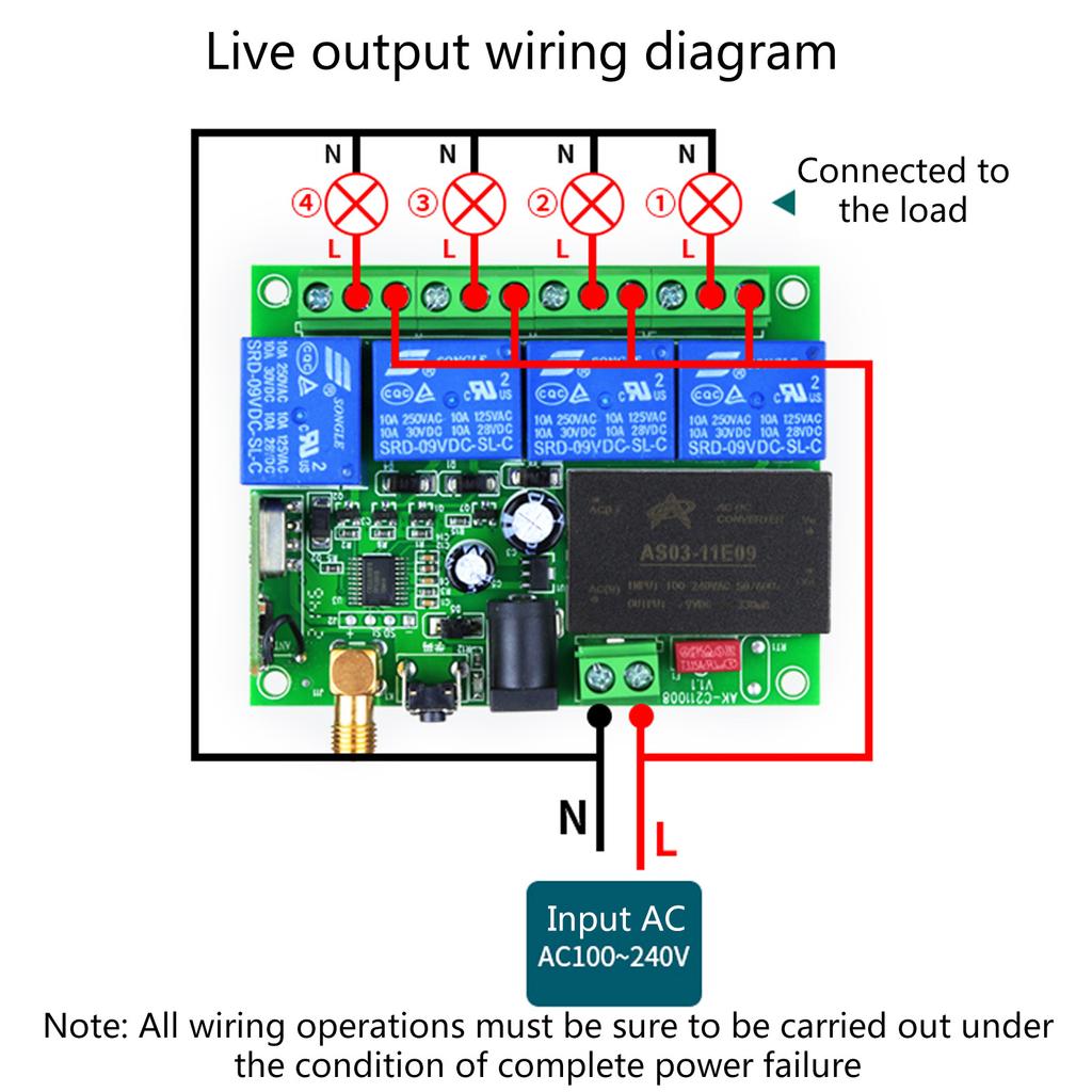 Universal Remote Control 433Mhz DC12V 24V 220V 4CH Relay Receiver and Transmitter Wireless RF Remote for Garage Door