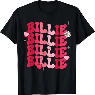 Винтажная футболка Billie с персонализированным именем "Я люблю Billie" в стиле Groovy