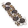 Ammonite Fossil, Topaz Gemstone 925 Sterling Silver Bracelet 7-8"