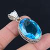 Blue Topaz Gemstone Pendant Solid 925 Sterling Silver Pendant Jewelry Gift For Unisex