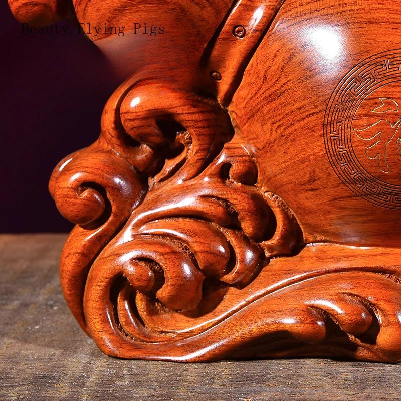 Classical and Creative Solid Wood Carving Gourd Decorations, Home Living Room, Mahogany Ruyi Handicrafts Home Decoration Statue