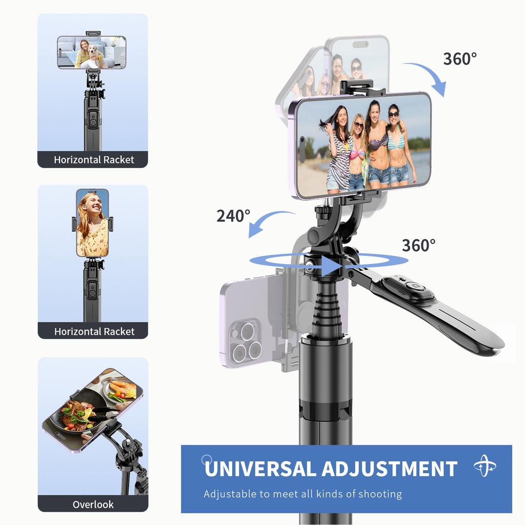 79.5-Inch Multi-function Selfie Stick Portable Gimbal Stabilizer with Aluminum Alloy Telescoping