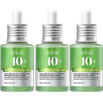 (3шт)Сыворотка Anua с азелаиновой кислотой 10% и гиалуроновой кислотой для успокоения покраснений, Сыворотка для лица для проблемной и чувствительной кожи