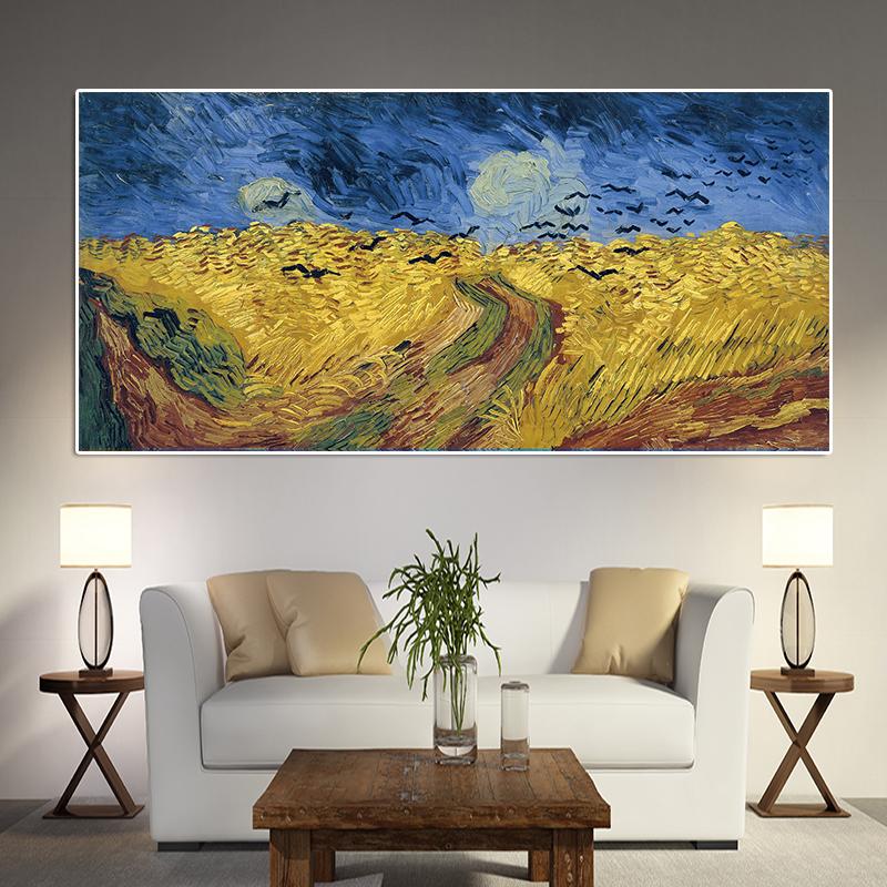 Van Gogh Wheat Field Crows Posters and Prints Impressionist Landscape Oil Painting On Canvas Wall Art Picture for Living Room