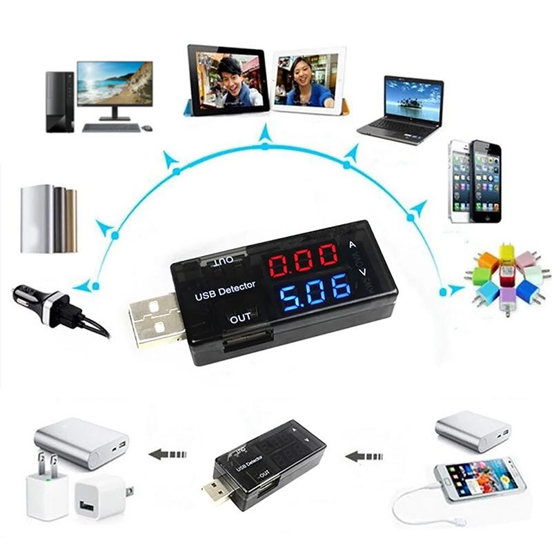 USB Вольтметр Амперметр Измеритель Напряжения Тока Мощности Двойной Цифровой Дисплей Вольт Ампер Метр Для Телефонов Android И iPhone