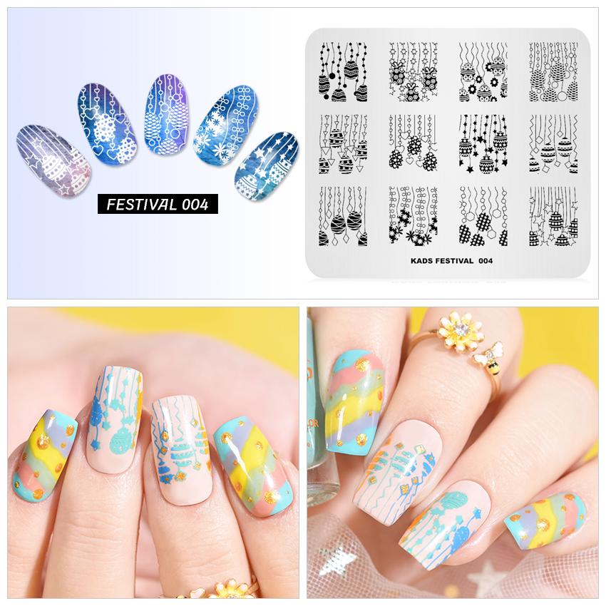 kads Фестиваль 004 пластины для штамповки ногтей штамповка изображений пластина DIY штамп шаблон инструмент для ногтей