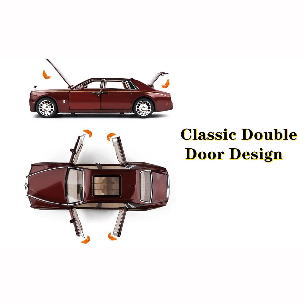 Игрушечный автомобиль Rolls-Royce Phantom 1/24, литая металлическая модель автомобиля для детей 3, 4, 5, 6, 7 лет, со звуковой подсветкой, классический дизайн двери автомобиля, логотип автомобиля можно сложить