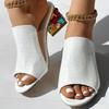 Women Crystal Sandals 2025 New Spring Summer Open Toe Sandals Square Heels Beach Sandals Women Sandalias De Mujer