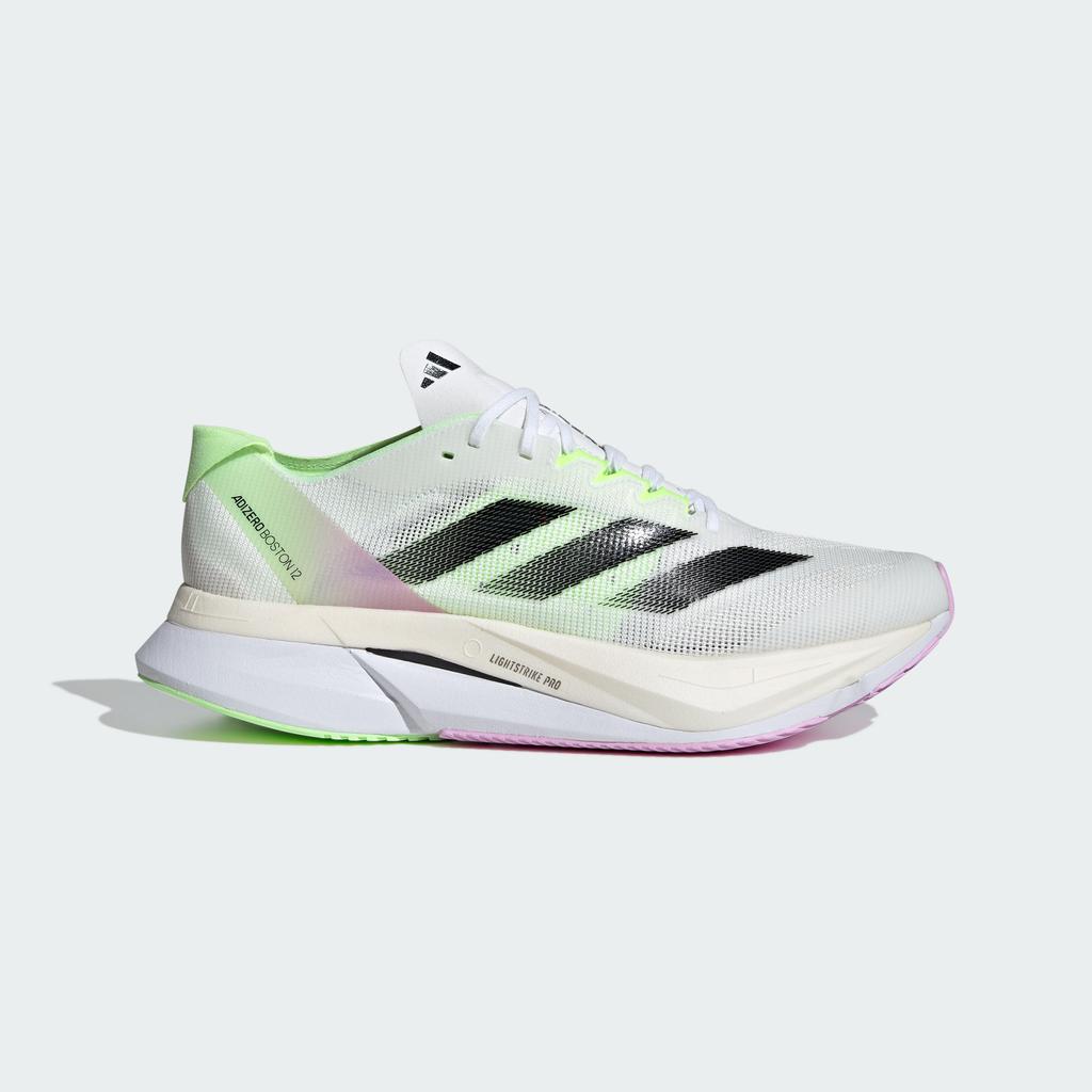 adidas Adizero Boston 12 Облачно-белый Основной черный Зеленая искра