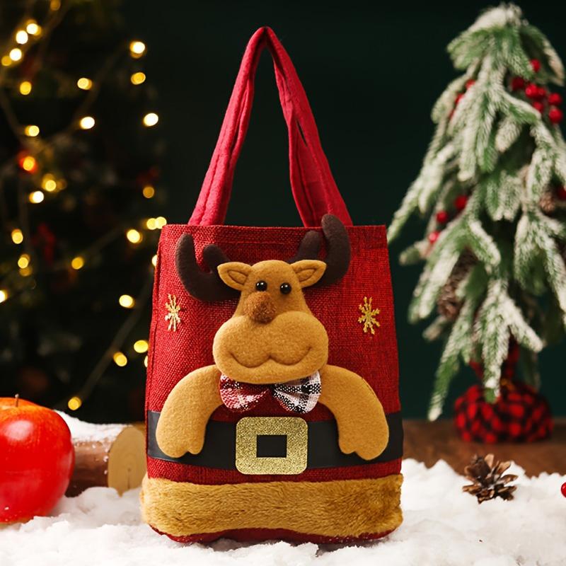 Christmas Gift Bag Santa Claus Snowman Linen Tote Bag Candy Gift Packaging Bag Pouch Party Home Navidad Christmas Decorations