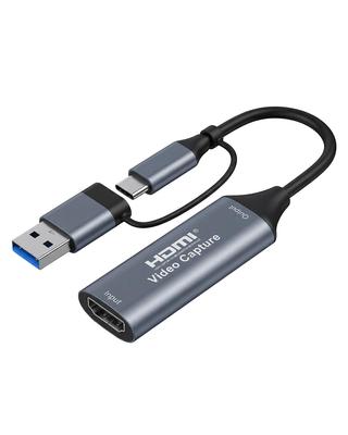 Карта захвата для Switch Совместимая, 4K Passthrough, 1080P, USB 2.0 Type C 2-в-1 Адаптер, Захват видео, Компактная, Легкая, Низкая задержка, для Игр
