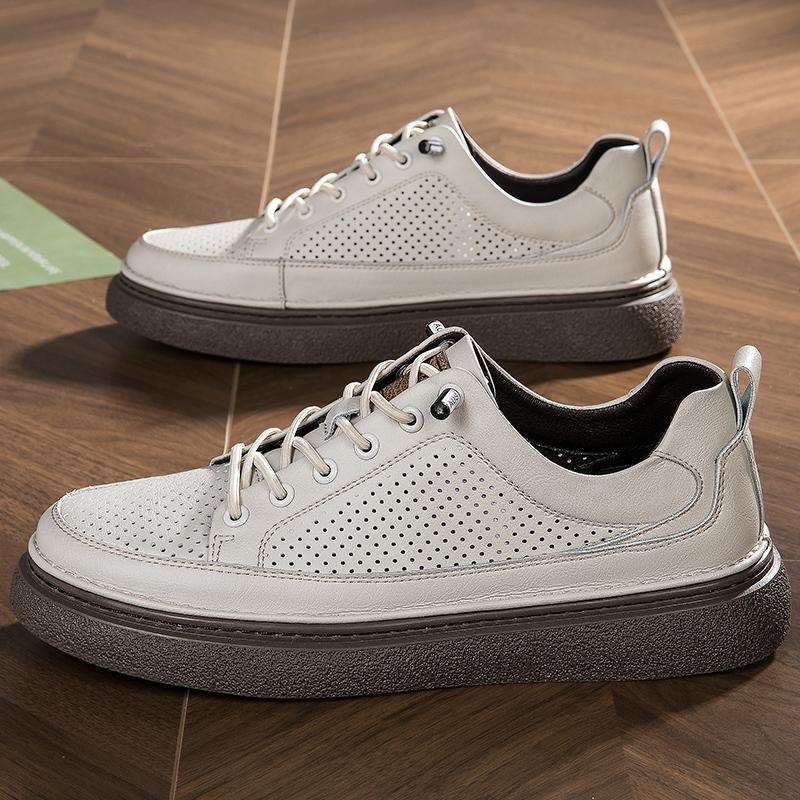 Модные стильные мужские туфли из натуральной кожи на плоской подошве, летние удобные мужские кроссовки, мягкая универсальная обувь с вырезами для отдыха и прогулок
