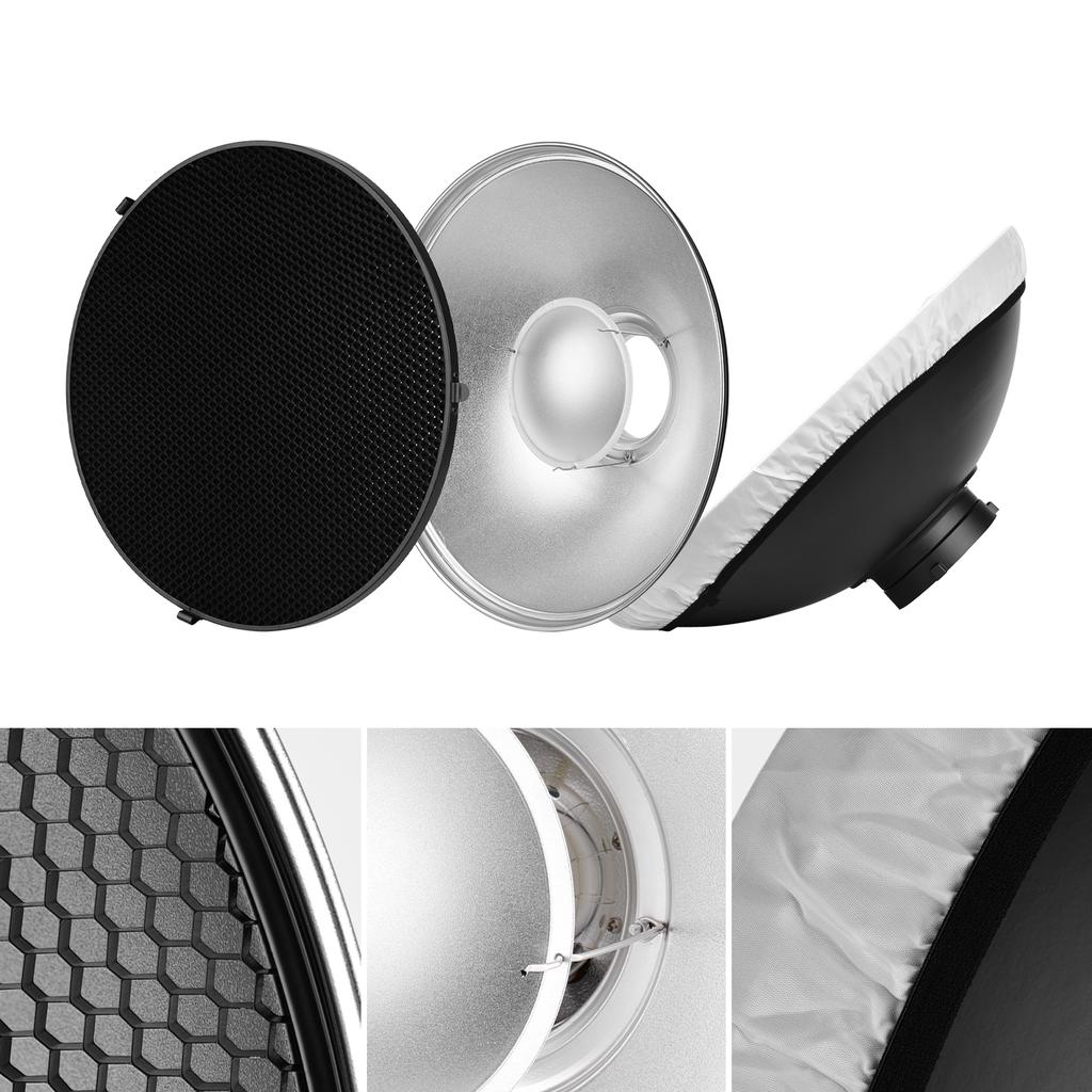 16 Inch Beauty Dish Studio Photography Reflector Diffuser with Honeycomb Soft Cloth for Bowens