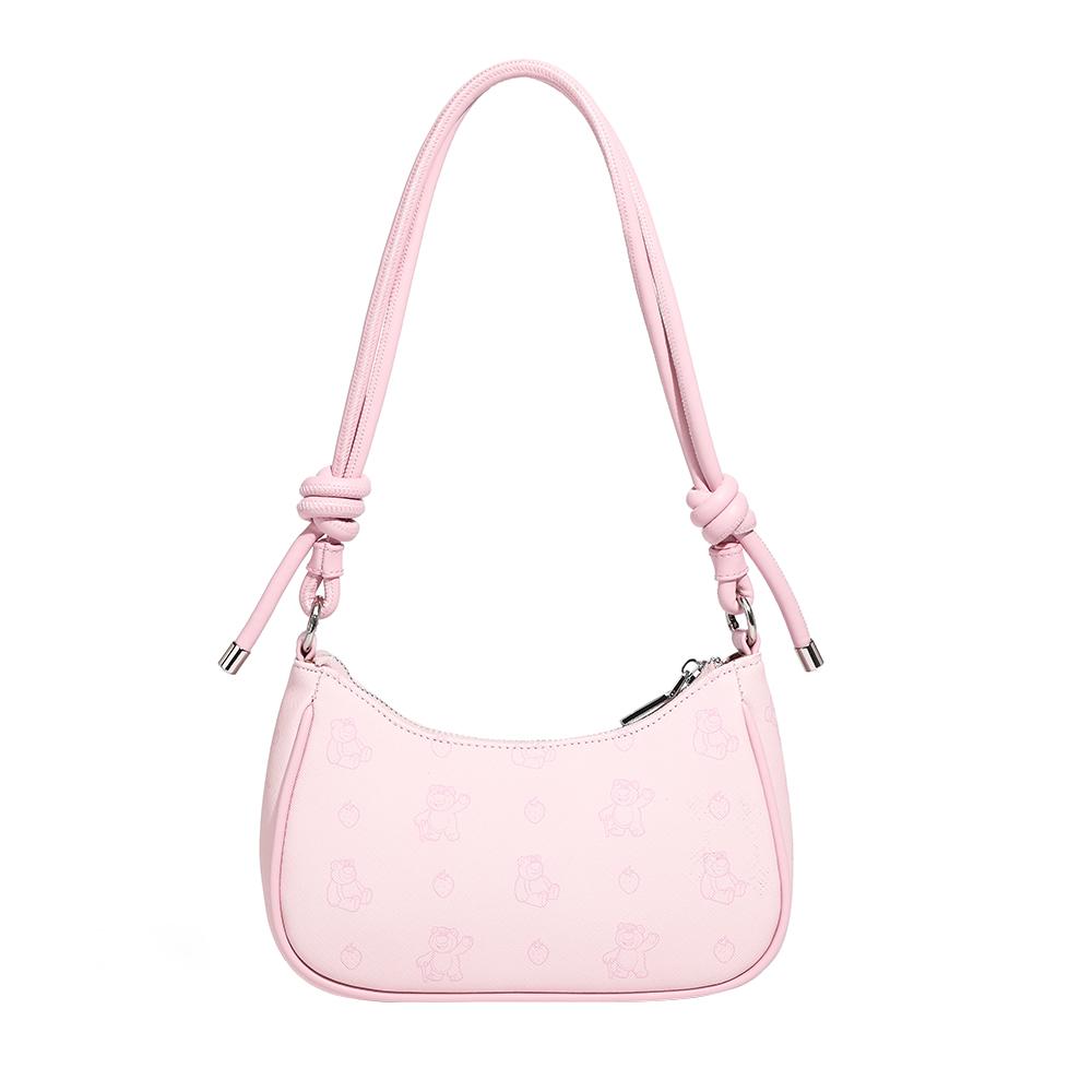 New Disney Strawberry Bear Series PU Shoulder Bag Regular Women's White/Pink BMK-71537W