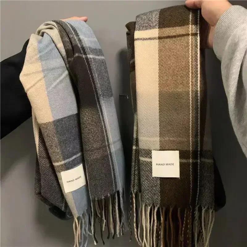 Autumn Winter Warm Women Plaid Scarf Winter Warm Cashmere Women Girls Long Scarf Korean Simple Fashion Tassel Shawl Scarf New