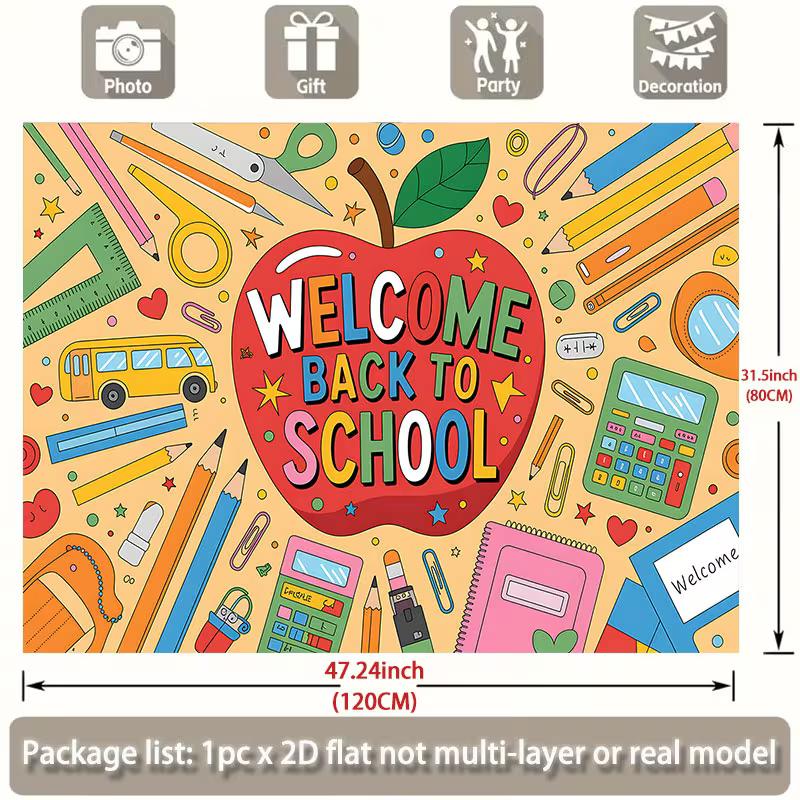 2D Back To School Stationery Photo Backdrop Classroom Decor Cloth