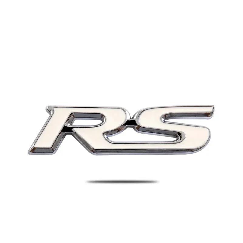 3D Metal RS Logo Emblem Rear Fender Trunk Badge Sticker For FIT Jazz Civic HRV Jade Front Grille Emblem Car Acceessories