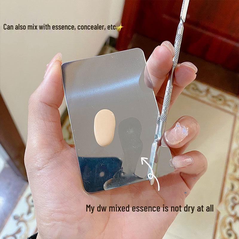 Набор палитра для смешивания макияжа из нержавеющей стали и шпатель – кольцо для тональной основы/консилера.