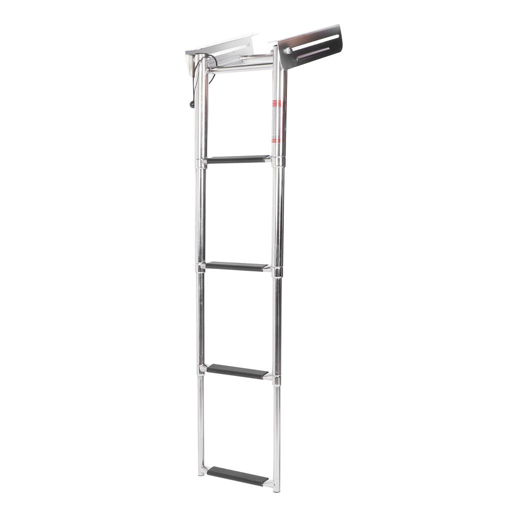 4‑Step Deck Ladder Folding Telescopic Boat Stair Pedal 304 Stainless Steel W Retaining Rope