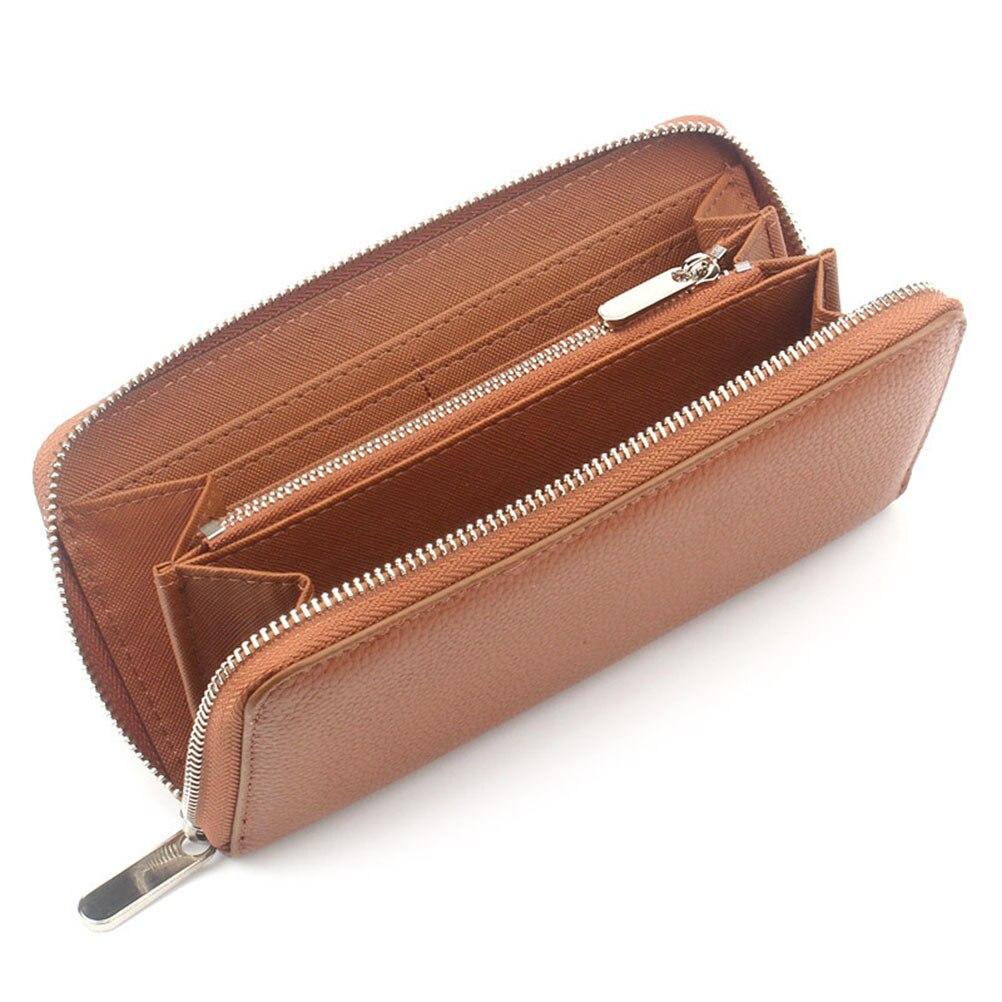 Женский кошелек из натуральной кожи, большой вместительный мужской кожаный клатч, модный длинный стандартный кошелек на молнии, сумка для денег
