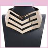 Fashionable Color Solid V Shaped Hollow Design Women Metal Collar Necklace