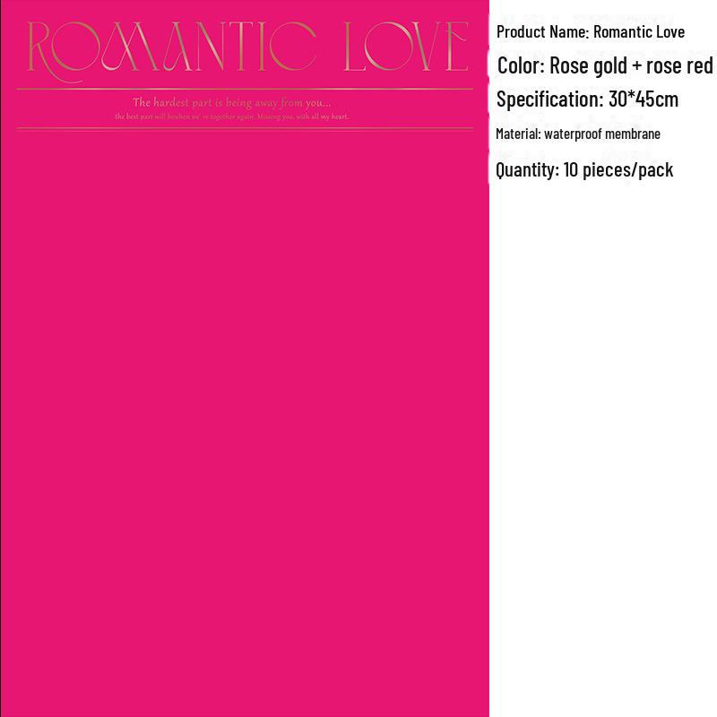Водонепроницаемая упаковочная бумага для букета цветов «Романтическая любовь» с английским горячим тиснением