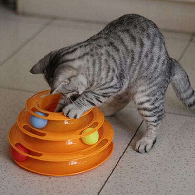 Три уровня Pet Cat Toy Tower Tracks Disc Cat Intelligence Развлечение Triple Pay Disc Игрушки для кошек Мяч Тренировочная тарелка